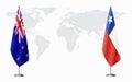 New Zealand and Chile flags for official meeting