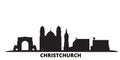 New Zealand, Christchurch city skyline isolated vector illustration. New Zealand, Christchurch travel black cityscape Royalty Free Stock Photo