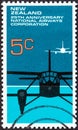 NEW ZEALAND - CIRCA 1972: A stamp printed in New Zealand shows De Havilland D.H.89 Dragon Rapide and Boeing 737, circa 1972. Royalty Free Stock Photo