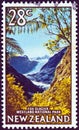 NEW ZEALAND - CIRCA 1967: A stamp printed in New Zealand shows Fox Glacier, Westland National Park, circa 1967. Royalty Free Stock Photo