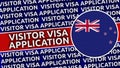 New Zealand Circular Flag with Visitor Visa Application Titles Royalty Free Stock Photo