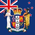 New zealand coat of arm and flag Royalty Free Stock Photo