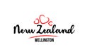 New Zealand country with red love heart and its capital XXXXXXX creative typography logo design