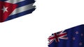 New Zealand and Cuba Flags, Obsolete Torn Weathered, Crisis Concept, 3D Illustration Royalty Free Stock Photo
