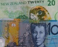 Australian Dollars and New Zealand Dollars banknotes