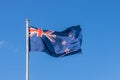 New Zealand Flag Flying In Blue Sky Royalty Free Stock Photo