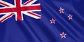 New Zealand flag waving with the wind. Royalty Free Stock Photo