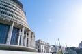 New Zealand government buildings including circular landmark known as Beehive Royalty Free Stock Photo