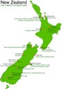 New Zealand Green Vector Map - Top 20 Attractions Royalty Free Stock Photo