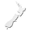 New Zealand - grey 3d-like silhouette map of country area with dropped shadow. Simple flat vector illustration Royalty Free Stock Photo