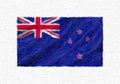 New Zealand hand painted waving national flag. Royalty Free Stock Photo