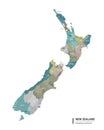 New Zealand higt detailed map with subdivisions. Administrative map of New Zealand with districts and cities name, colored by Royalty Free Stock Photo