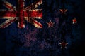 New Zealand, Kiwi flag on grunge metal background texture with scratches and cracks