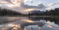 New Zealand lake view refection with morning sunrise sky Royalty Free Stock Photo