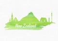 New Zealand Landmark Global Travel And Journey watercolor background. Vector Design Template.used for your advertisement, book,