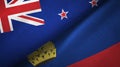 New Zealand and Liechtenstein two flags textile cloth, fabric texture