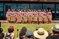 New Zealand Maori traditional dance performers in front of a crowd Royalty Free Stock Photo