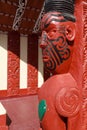 New Zealand Maori wood carving on a meeting house