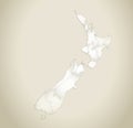 New Zealand map, administrative division, old paper background blank