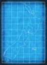 New Zealand map blue print artwork illustration silhouette