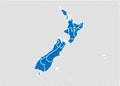 New Zealand map - High detailed blue map with counties/regions/states of new Zealand. new Zealand map isolated on transparent Royalty Free Stock Photo