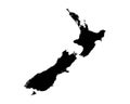 New Zealand Map. Kiwi Country Map. Black and White New Zealander National Nation Outline Geography Border Boundary Shape Territory Royalty Free Stock Photo