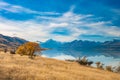 New Zealand. Mountain landscape including Aoraki Mt. Cook and Mt. Tasman of Southern Alps. Snowcapped mountains Royalty Free Stock Photo