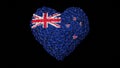 New Zealand. National Day. 6 February. Heart shape made out of flowers on black background