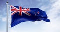 Close-up view of the New Zealand national flag waving in the wind