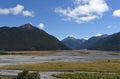 New Zealand- Panorama of Braided River and Southern Alps