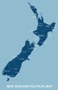 New Zealand political map divide by state colorful outline simplicity style