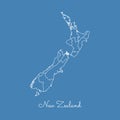 New Zealand region map: blue with white outline. Royalty Free Stock Photo