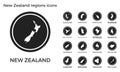 New Zealand regions icons. Royalty Free Stock Photo