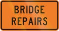 New Zealand road sign - Bridge repairs being done Royalty Free Stock Photo