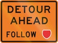 New Zealand road sign - Detour ahead, follow state highway shield