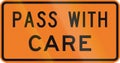 New Zealand road sign - Pass this vehicle with care Royalty Free Stock Photo