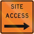 New Zealand road sign - Works site access on right