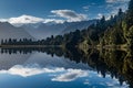 New Zealand\'s Southern Alps reflected in picturesque Lake Matheson Royalty Free Stock Photo