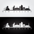 New Zealand skyline and landmarks silhouette