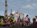 New Zealand: small town Christmas parade clown group performing