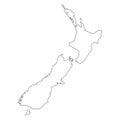 New Zealand - solid black outline border map of country area. Simple flat vector illustration Royalty Free Stock Photo