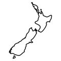 New Zealand - solid black outline border map of country area. Simple flat vector illustration Royalty Free Stock Photo