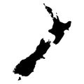 New Zealand - solid black silhouette map of country area. Simple flat vector illustration Royalty Free Stock Photo