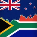 New Zealand and South Africa national flags separated by a line chart.