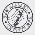 New Zealand Stamp Postal. Map Silhouette Seal. Passport Round Design. Vector Icon. Design Retro Travel.