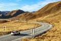 The summit of the Lindis Pass Road in the South Island of New Zealand Royalty Free Stock Photo