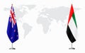 New Zealand and United Arab Emirates flags for official meetin