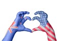 New Zealand United States Heart, Hand gesture making heart