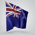 new Zealand, vector flag with waves and bends waving in the wind on a white background Royalty Free Stock Photo