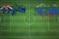 New Zealand vs Russia Soccer Match, national colors, national flags, soccer field, football game, Copy space